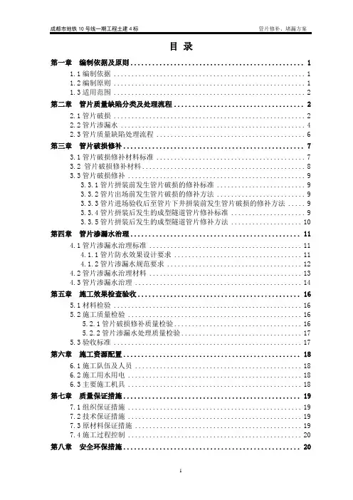 管片修补、堵漏方案(DOC)