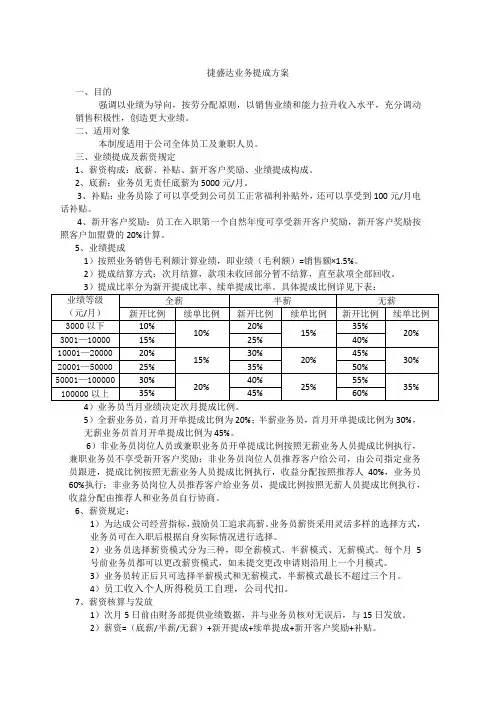 物流公司业务提成方案