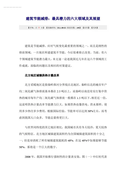 建筑节能减排发展潜力六大领域