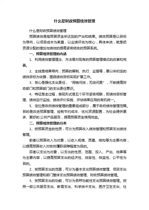 什么是财政预算绩效管理