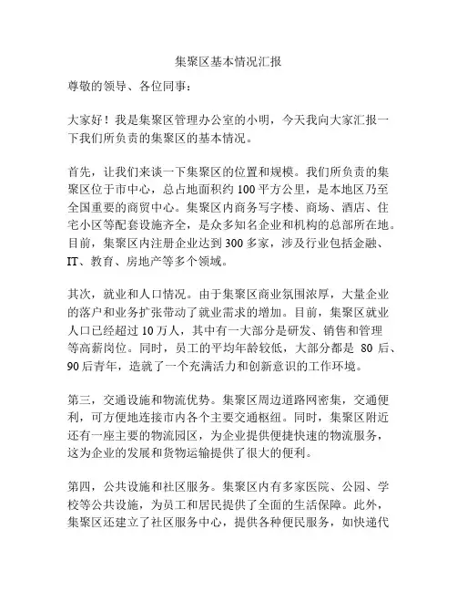 集聚区基本情况汇报