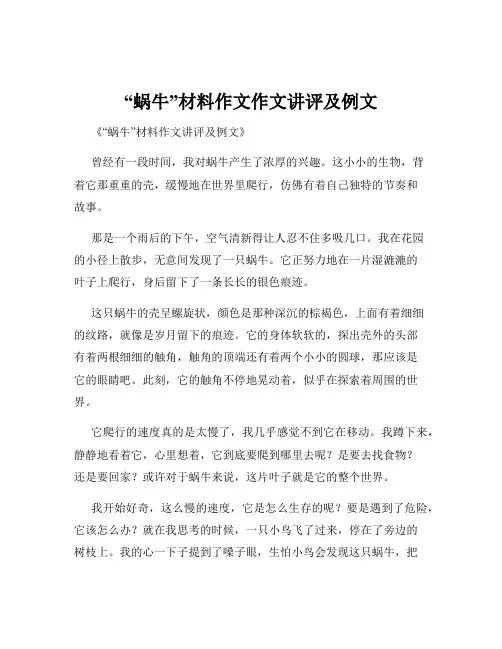 “蜗牛”材料作文作文讲评及例文