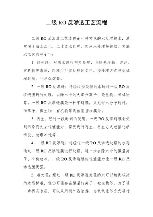 二级ro反渗透工艺流程