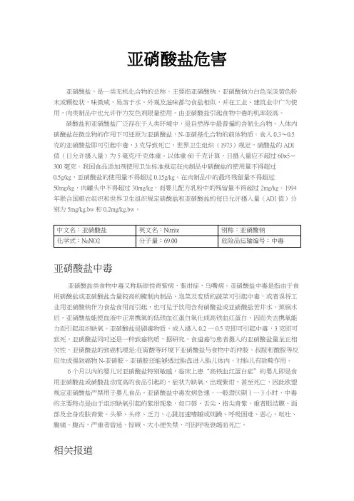 亚硝酸危害