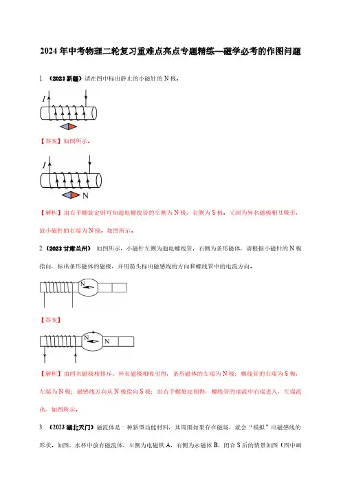 2024年中考物理二轮复习重难点亮点专题精练—磁学必考的作图问题