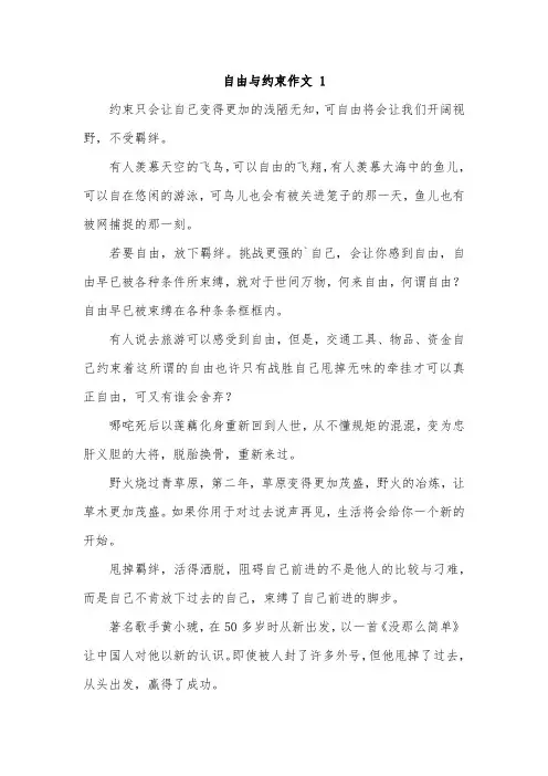 约束自己与放开手脚立意的作文