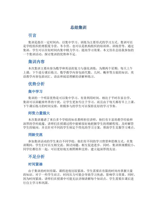 总结集训范文