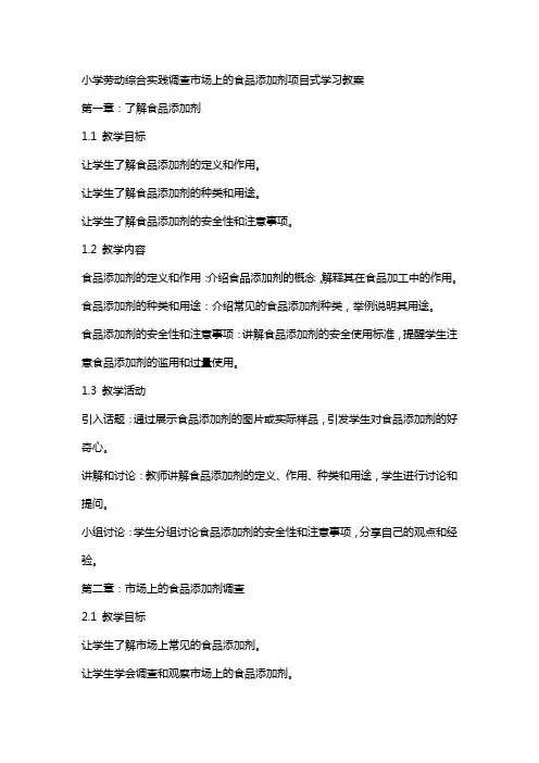 小学劳动综合实践调查市场上的食品添加剂项目式学习教案