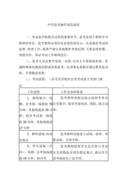 中学监考操作规范流程