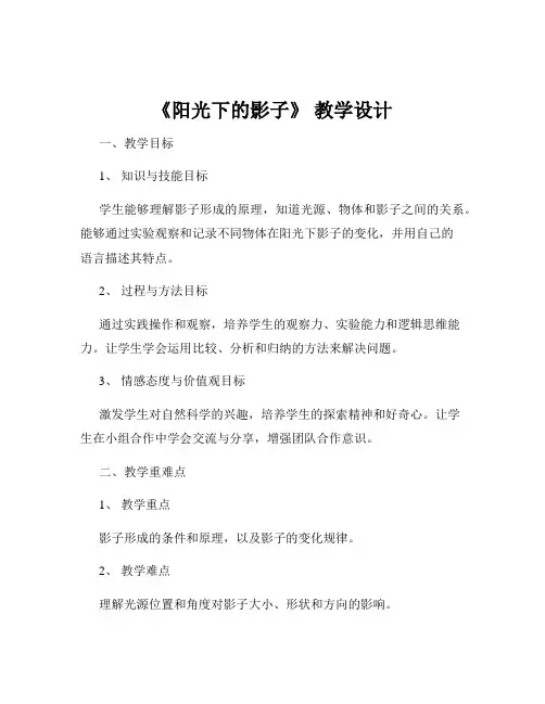 《阳光下的影子》 教学设计