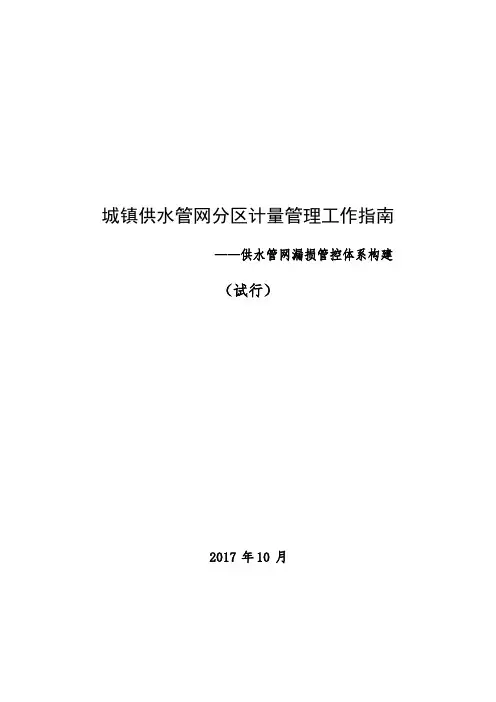 城镇供水管网分区计量管理工作指南——供水管网漏损管控体系构建(试行)