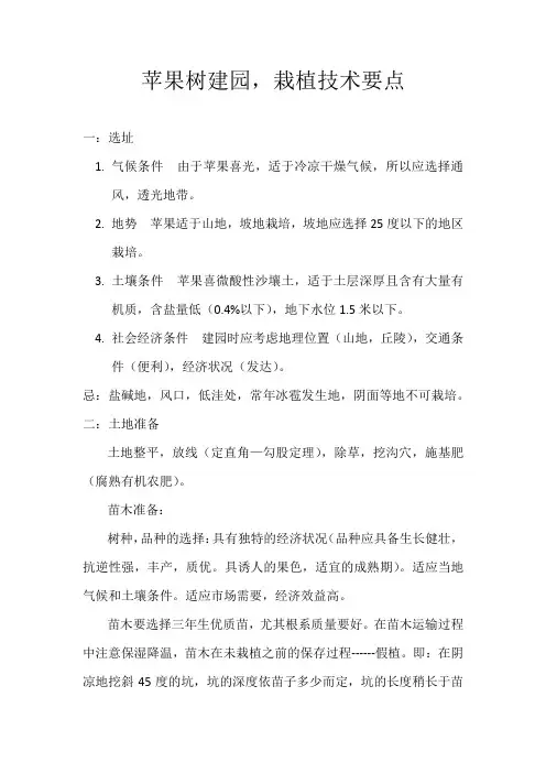 苹果树建园技术要点