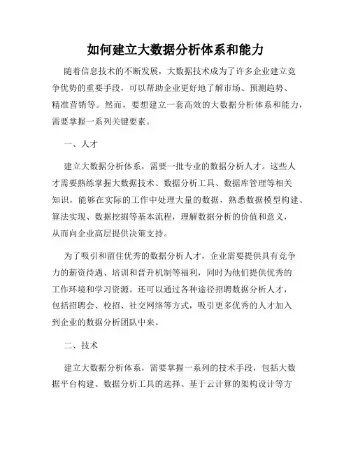 如何建立大数据分析体系和能力