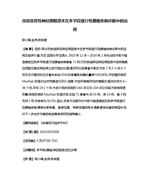 改良选择性神经根阻滞术在多节段退行性腰椎疾病诊断中的应用