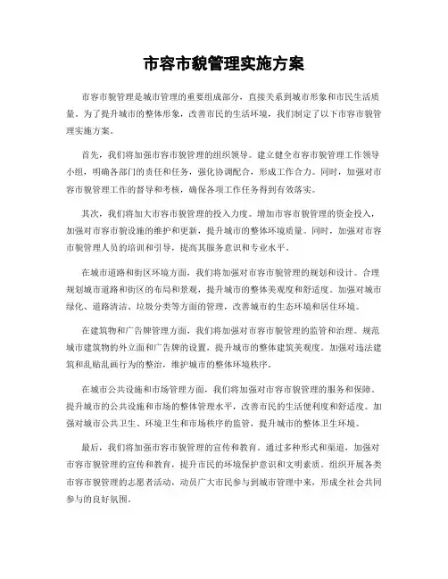 市容市貌管理实施方案