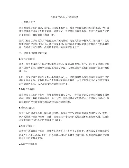 雪亮工程建立总体规划方案