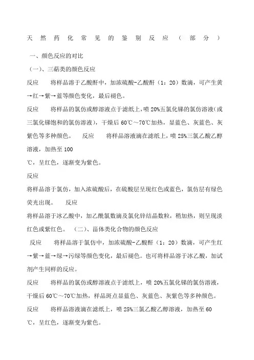 天然药化常见的鉴别反应