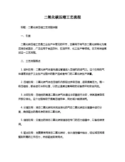 二氧化碳压缩工艺流程