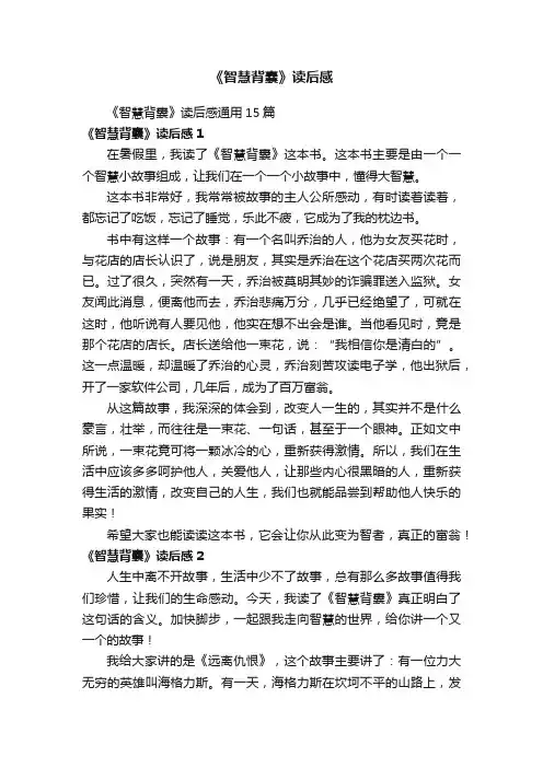 《智慧背囊》读后感