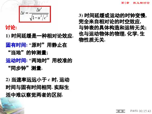 高中物理竞赛专题课件：洛伦兹变换 相对论时空观 质速关系