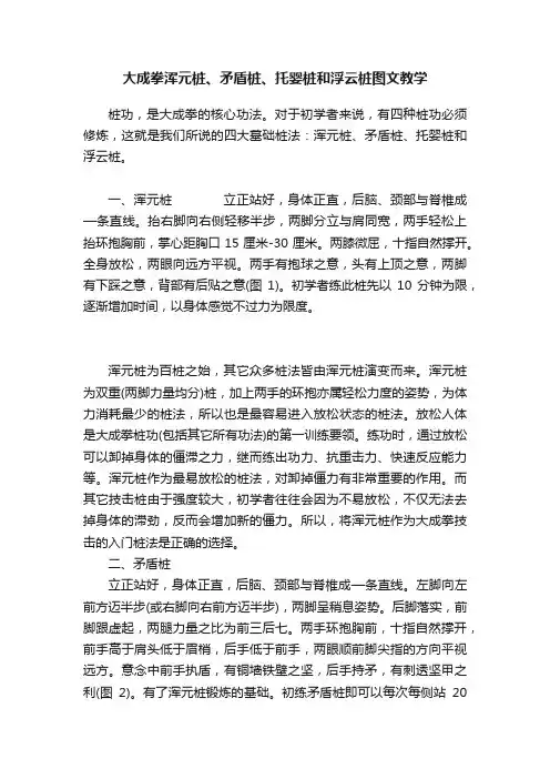 大成拳浑元桩、矛盾桩、托婴桩和浮云桩图文教学