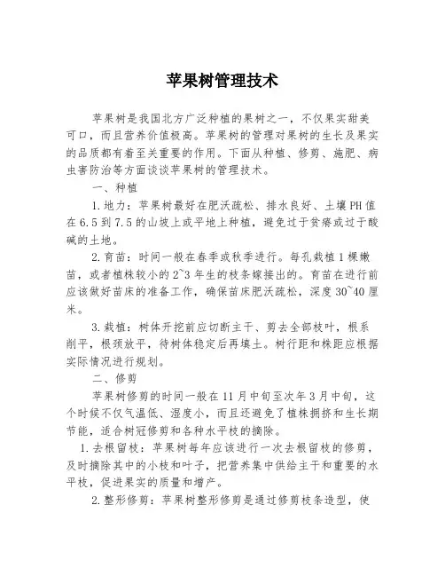 苹果树管理技术