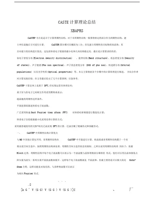 CASTEP计算理论总结+实例分析