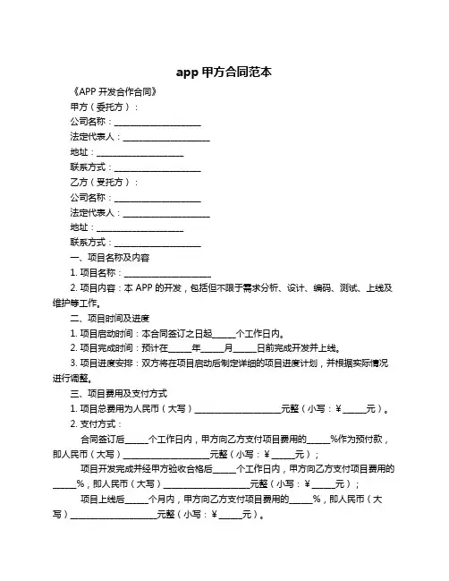 app甲方合同范本