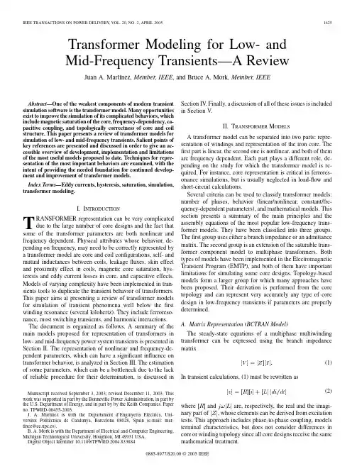 Transformer modeling for low- and mid-frequency transients - a review