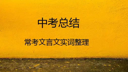 中考语文一轮专题复习：常考文言文实词整理(共113张PPT)