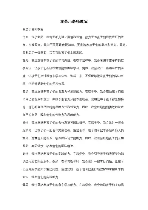 我是小老师教案