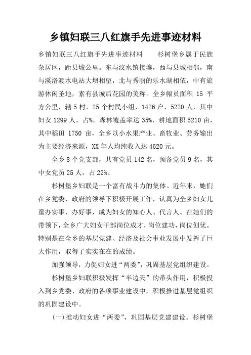 乡镇妇联三八红旗手先进事迹材料_1