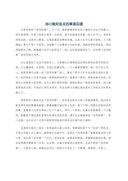 用心做好没用的事读后感