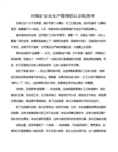 对煤矿安全生产管理的认识和思考