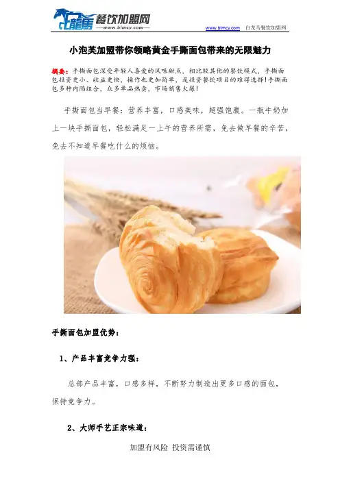 小泡芙加盟带你领略黄金手撕面包带来的无限魅力