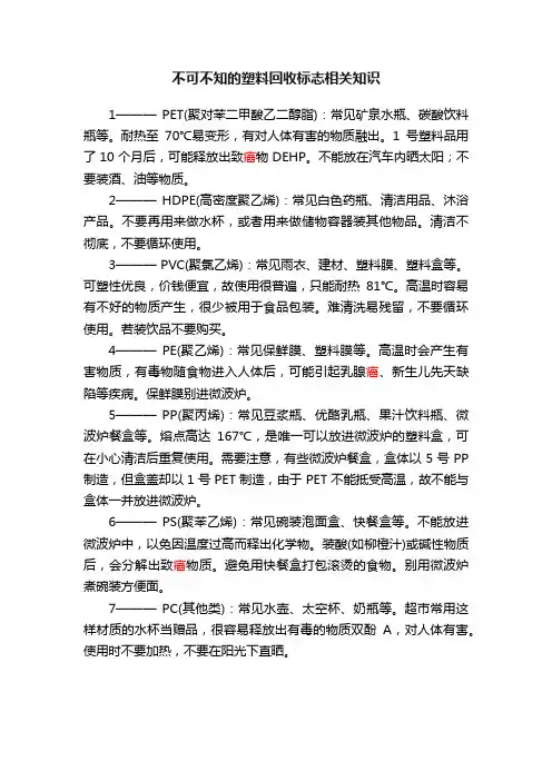 不可不知的塑料回收标志相关知识