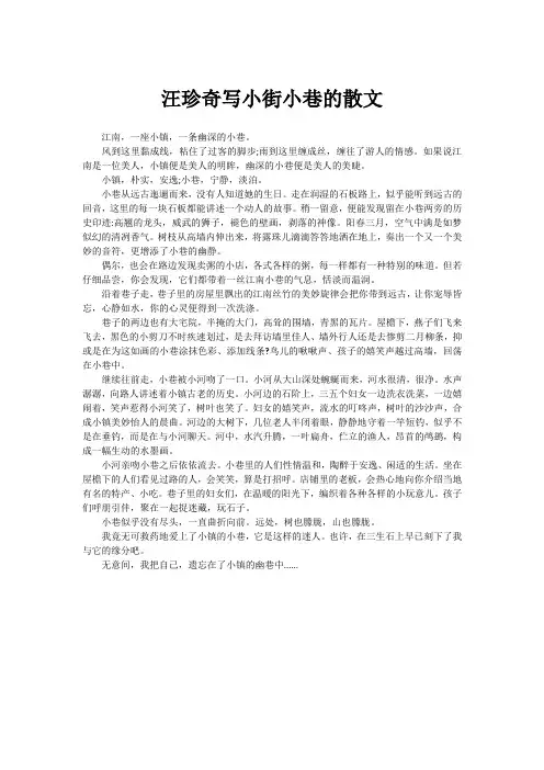 汪珍奇写小街小巷的散文