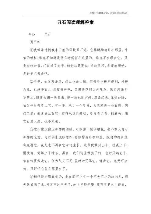 丑石阅读理解答案