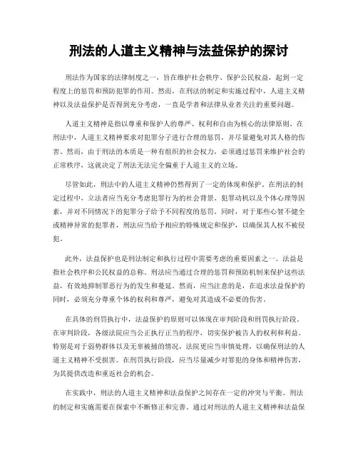 刑法的人道主义精神与法益保护的探讨