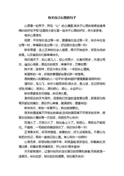 有关自己心愿的句子