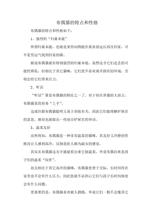 布偶猫的特点和性格