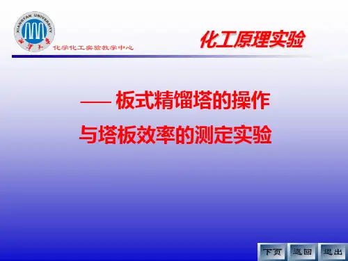 筛板式精馏塔的操作以及塔板效率的测定