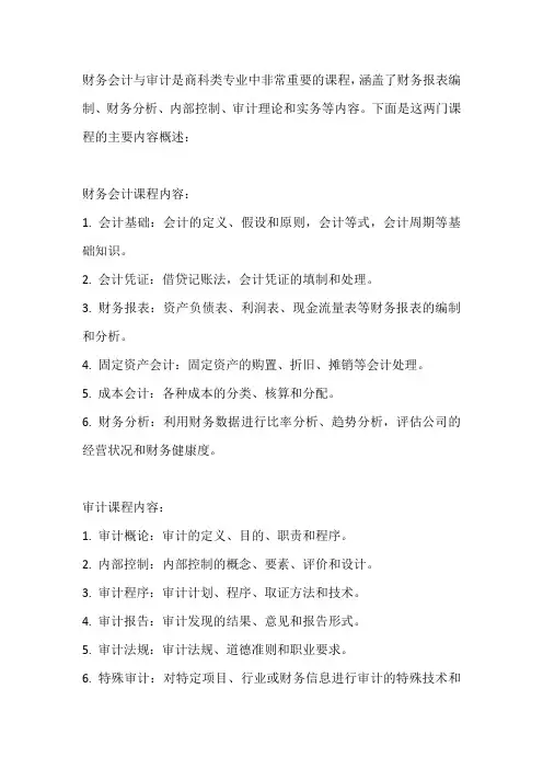 财务会计与审计的课程