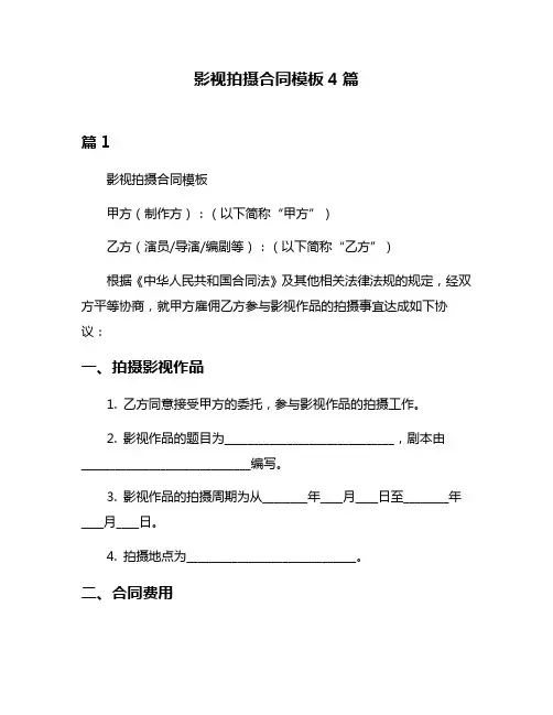 影视拍摄合同模板4篇