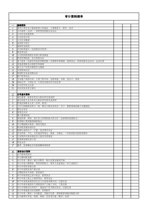 财务报表审计资料清单