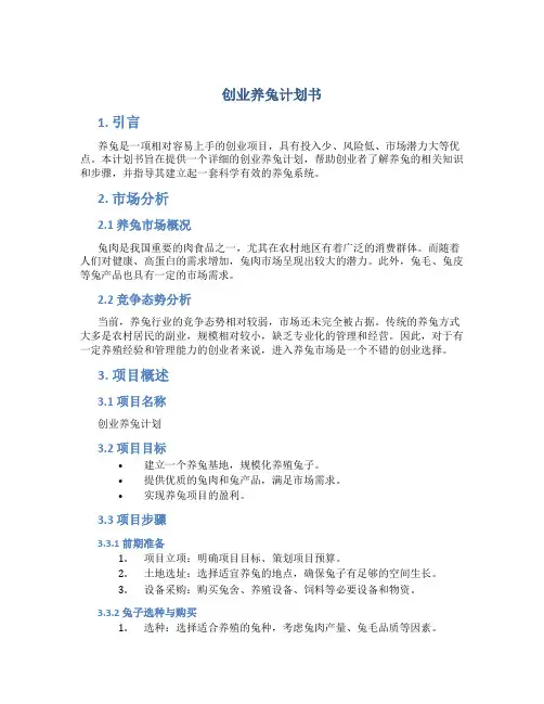 创业养兔计划书