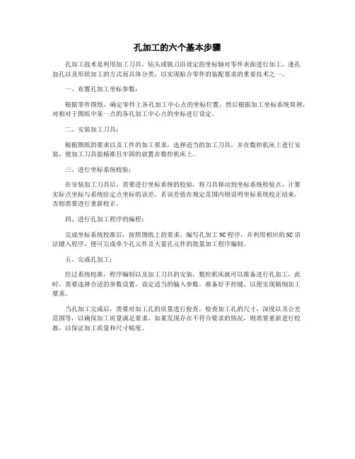 孔加工的六个基本步骤