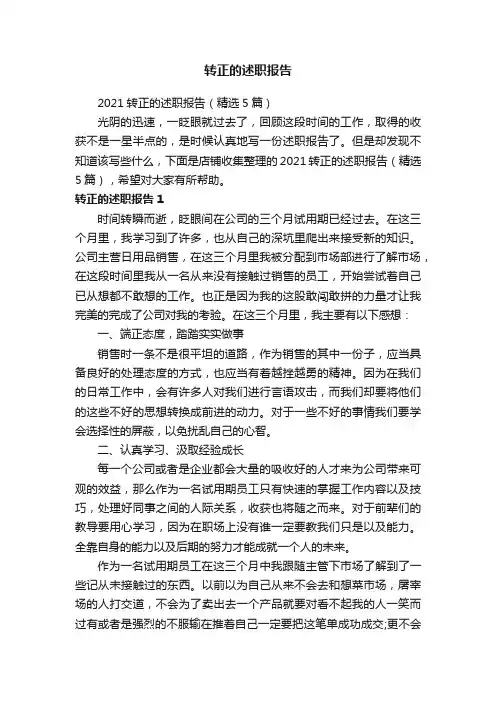 转正的述职报告