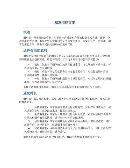 烟草用肥方案