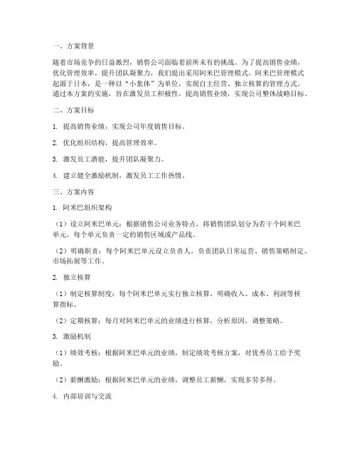 销售公司阿米巴管理方案